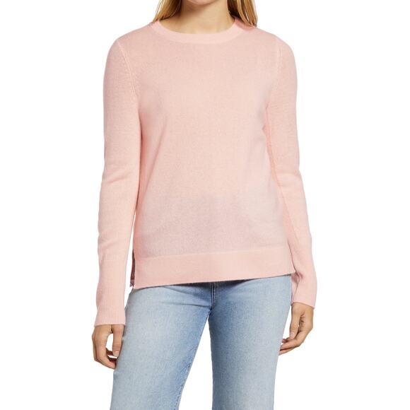 Halogen Crewneck 100% Cashmere Sweater, Size MEDIUM Pink Chintz NEW soft - Picture 1 of 4